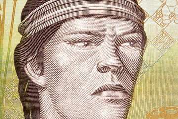 Cacique Guaicaipuro a closeup portrait from Venezuelan money