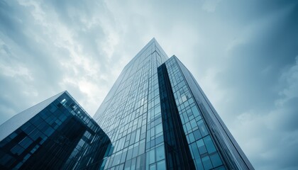 Obraz premium futuristic Glass Building Under Cloudy Sky