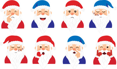 set of cute santa claus emoji vector icons with various expressions for christmas web design posters banners and flyers