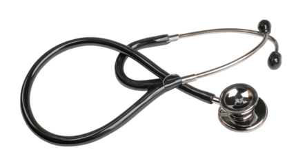 Black And Silver Stethoscope On Transparent Background