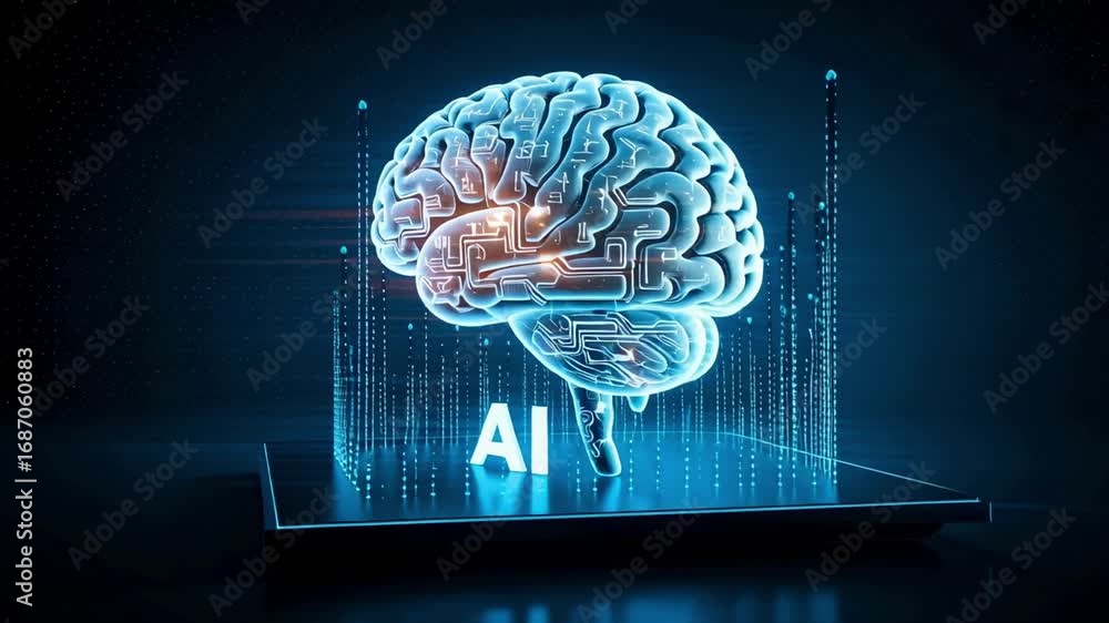 Poster dynamic ai brain concept showcasing innovation and future technology with neural network design and 