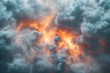 Fototapeta premium Clouds with fiery explosion