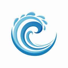 Vektorlogo mit Wellen, Wasserspritzern und flie&szlig;enden Linien in moderner Gestaltung