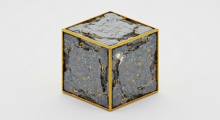Obraz premium Cube abstrait or gris lumineux texture riche d�tails. AI Generated