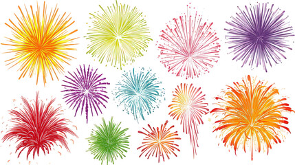 Colorful Fireworks Explosions on Black Background