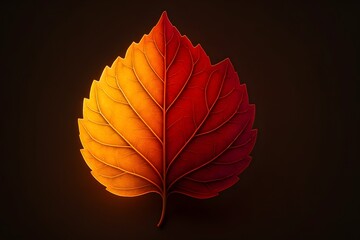 Windows 11 Wallpaper: Bright orange-red leaf isolated on black background in warm fall-themed composition with vivid contrast