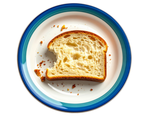 食べかけのパンと散らばったパンくず／Partially Eaten Bread with Scattered Crumbs