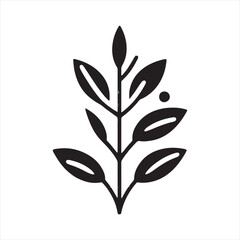 Botanical Leaf Silhouette Vector Illustration, Minimal Black Nature Design, Simple Foliage Outline, Eco Organic Plant Artwork, Modern Natural Shape, Clean Elegant Minimalist Logo Isolated on White