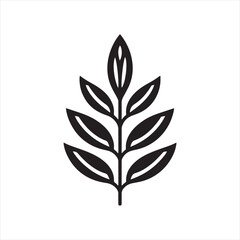 Botanical Leaf Silhouette Vector Illustration, Minimal Black Nature Design, Simple Foliage Outline, Eco Organic Plant Artwork, Modern Natural Shape, Clean Elegant Minimalist Logo Isolated on White