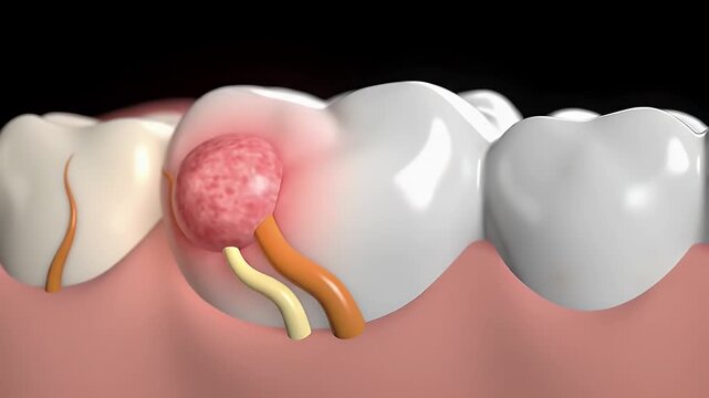 3D Render of Infected Tooth with Periapical Abscess