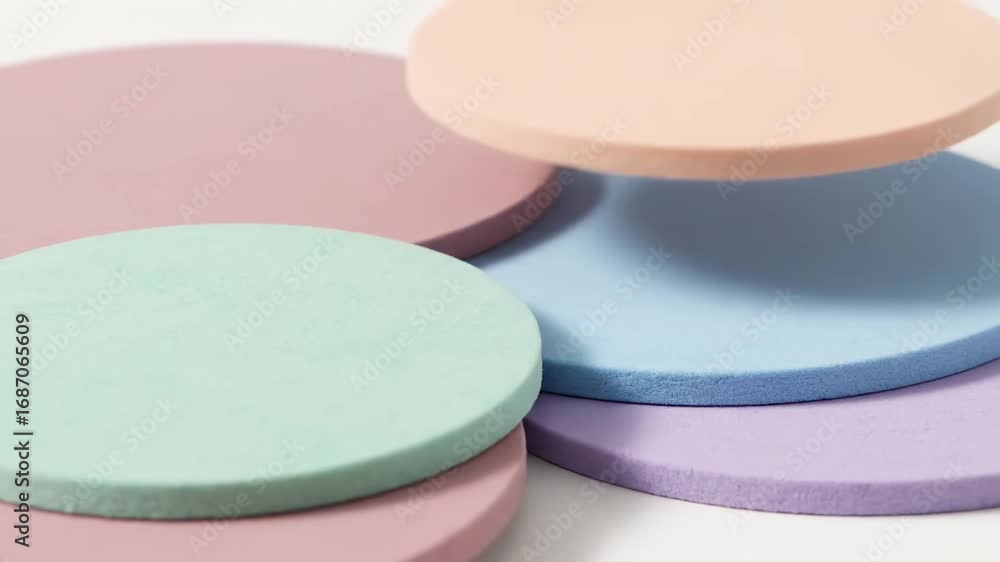 Aufkleber pastel circular shapes abstract background - close-up view of several overlapping pastel-colored cir