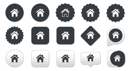 Collection of modern house icon set in various shapes and styles for web design