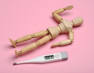 39度の熱で動けなくなった木の人形