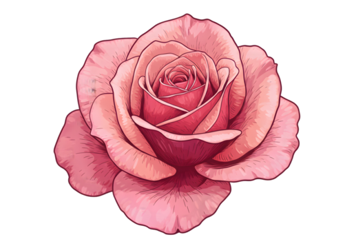 Pixel Art Rose Isolated On Transparent Background in Pink Colors - Powered by Adobe