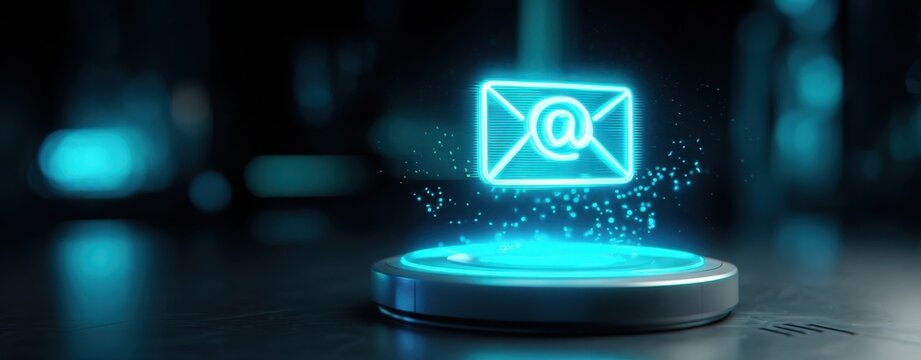 The glowing email icon representing modern digital communication technology.