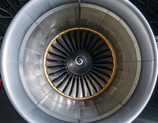 Airplane jet engine close-up