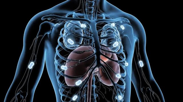 Human body anatomy with virus infection and lymphatic system concept 4k uhd video - Powered by Adobe