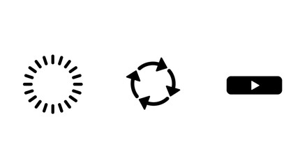 Modern Simple Icon Set for Loading, Refreshing and Playing Media Content