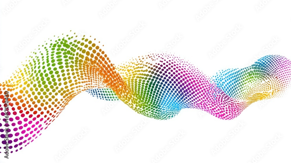 Aufkleber colorful wave design featuring a gradient of dots, creating a dynamic and modern abstract art piece 