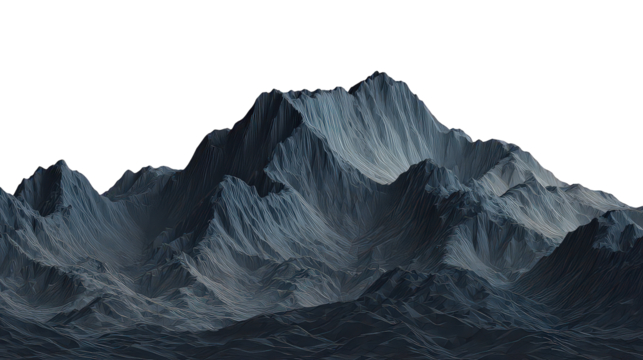 Dark Blue Glittering Mountain Range at Night