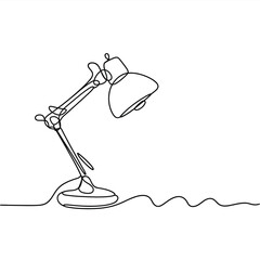 Minimalist line art drawing of an adjustable desk lamp