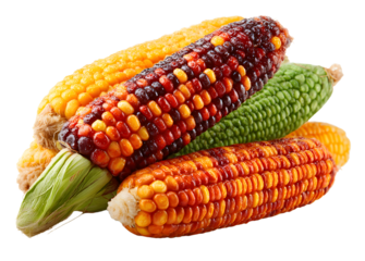 collection of corn cobs isolated on white background