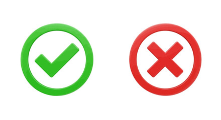 Visual representation of agreement and disagreement with check mark and cross symbols