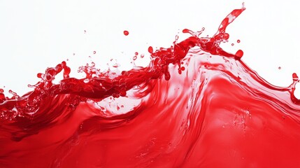 Abstract red syrup wave crashing in slow motion, transparent background for easy compositing