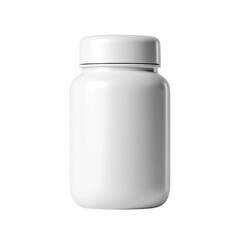 Plain White Plastic Container with Twist-Off Lid for Food or Supplement Storage in Isolated Background