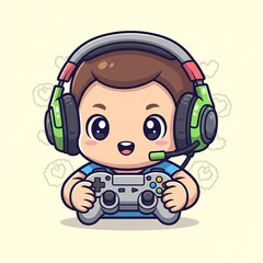 Kawaii Chibi Gamer Character