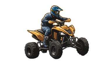 Pixelated ATV Rider Illustration Isolated On Black Background for Adventure or Racing