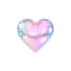 Obraz premium Iridescent Heart A Glossy, Romantic Symbol Against a Clean White Background