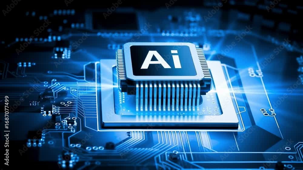 Aufkleber dynamic ai chip powering future technology, showcasing innovation and advanced digital transformatio