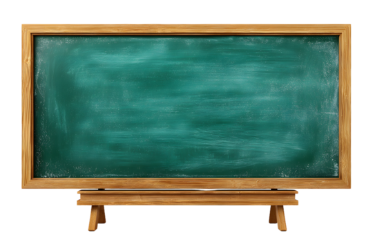 Green school chalkboard isolated on white transparent background, png element clipart. Classroom blackboard