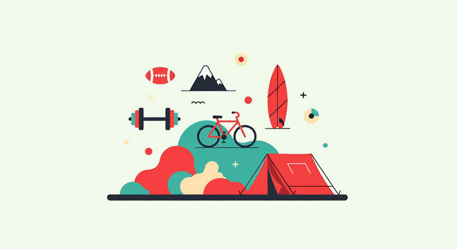 Collection of recreational activities, a vibrant and colorful vector design