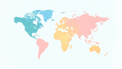 Obraz premium Stylized world map vector with pastel gradient and minimal design. Perfect for infographic, presentation, travel, and educational use.