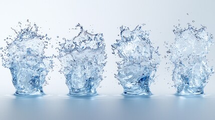 Water splashes in a light-blue background