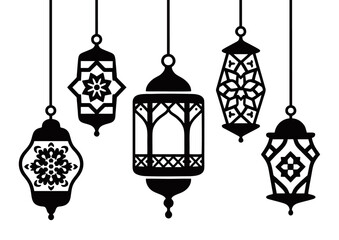 Arabic decorative lantern vector set_1.ai