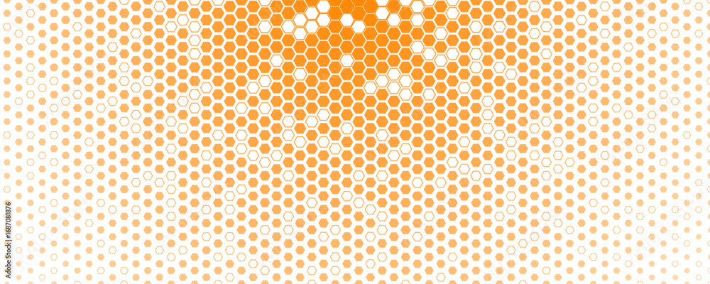 Aufkleber abstract honeycomb hexagon background with white to orange gradient. apiary pattern for food technol