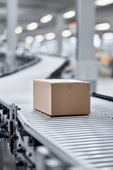  Cardboard boxes move along a conveyor belt inside a warehouse.