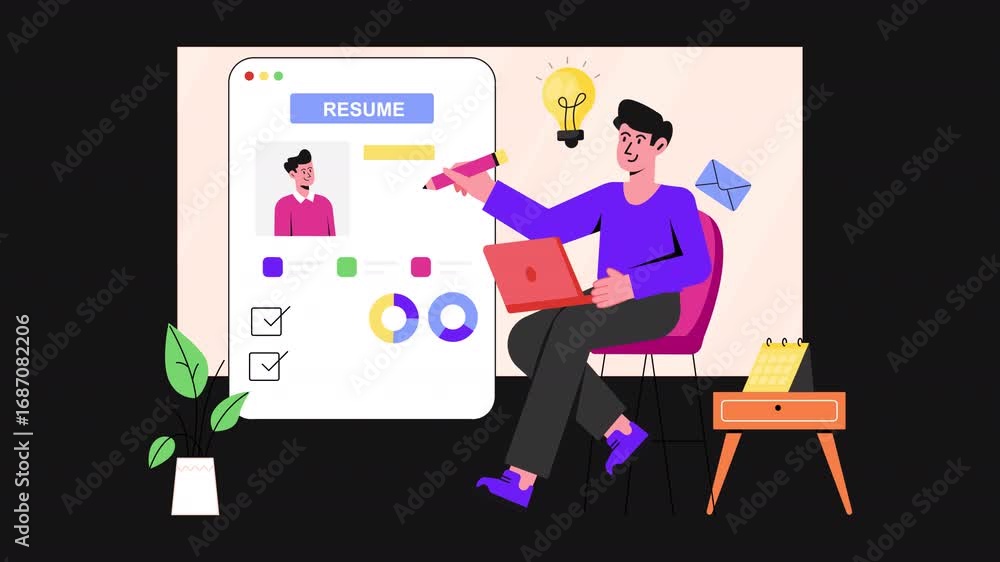 Poster create online resume 2d motion graphics animation alpha channel