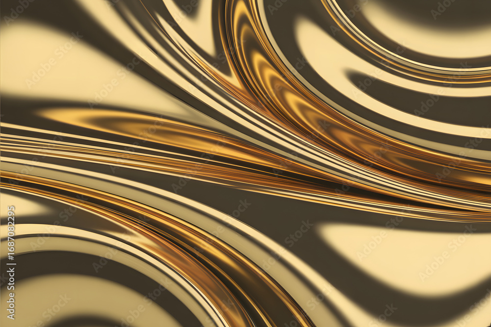 Aufkleber golden swirls: a close-up shot captures the mesmerizing interplay of light and shadow across the swi