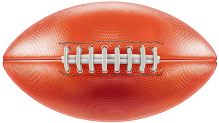 Orange Leather American Football with White Laces on Transparent Background