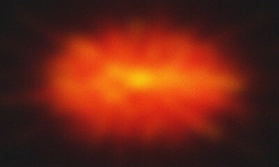 Abstract glowing orange and red nebula with a bright center and dark edges © Aivee