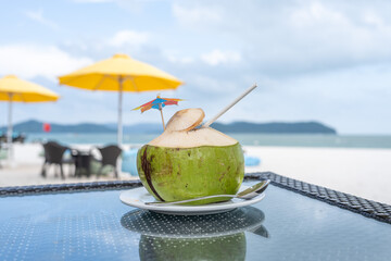 coconut cocktail on the beach