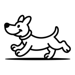 Joyful cartoon dog running with a happy expression and wagging tail