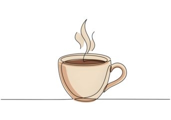 Pixelated Coffee Cup Illustration with Steam Isolated on Transparent Background