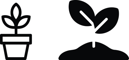 Illustration of Seedling Germination Process and Seedling in Pot Signifying Growth and Agriculture Progress in the Natural and Biological Science