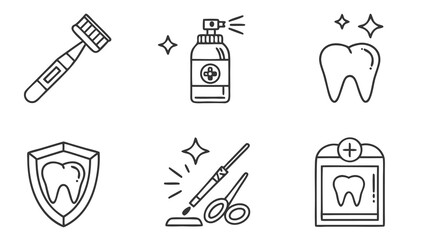 Dental hygiene icons set for healthcare.