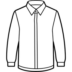 Long Sleeve Shirt Minimal Line Art Vector